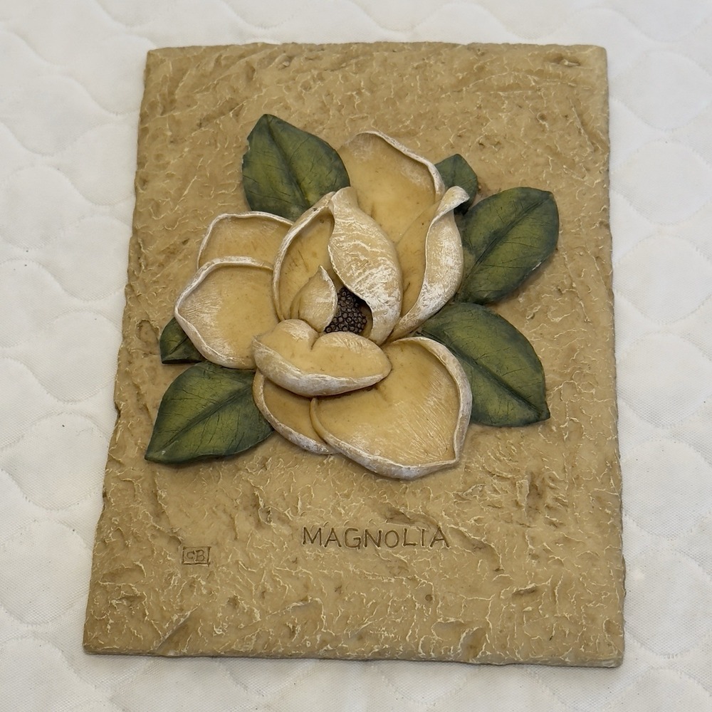Magnolia Wall Hanging  3D Flowers Cheri Blum Botanical Plaque Catford Resin